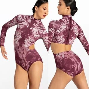 WEISSMAN Elite Dance Costume burgundy red Ink Blot Leotard PL11926 SA adult